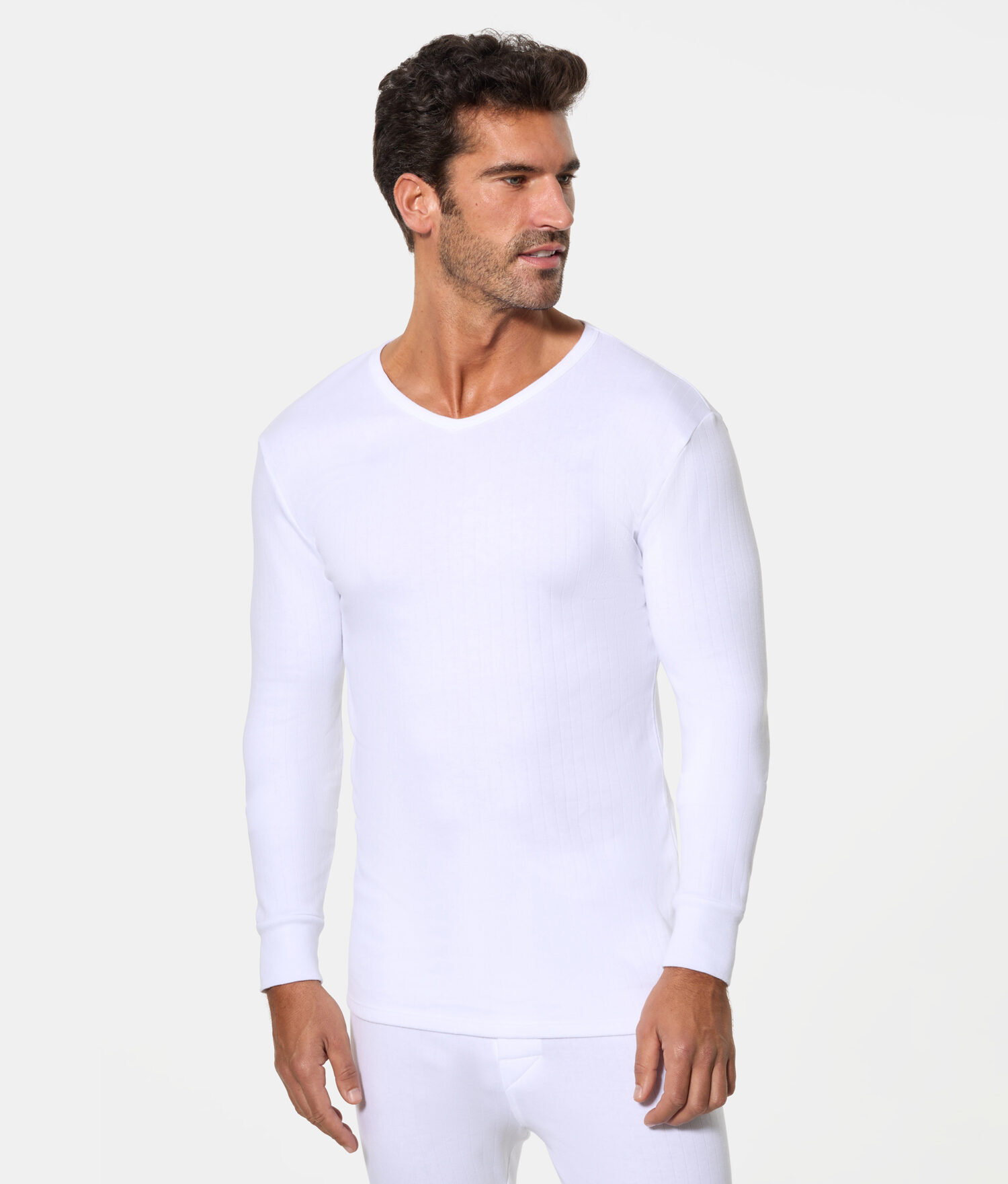 Camiseta interior termica m l cuello V hombre algodon de invierno 100 Interlock desagujado